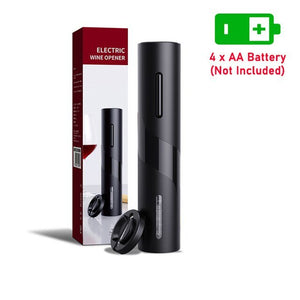 LENZIE electric wine bottle opener set with corkscrew, foil cutter, and charging base for effortless wine opening.