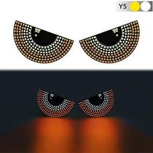 LENZIE LED animated devil eye warning light on car rear windshield, dynamic eye design for anti-tailgating and rearview alert.