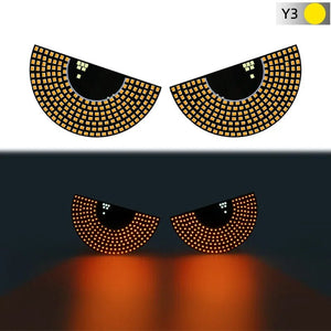 LENZIE LED animated rear windshield eyes lamp with devil eye design, warning light for car anti-tailgating and interactive rearview mirror.