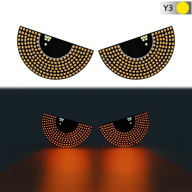 LENZIE LED animated eyes lamp for car rear windshield with devil eye design, warning light, and interactive rearview mirror feature.